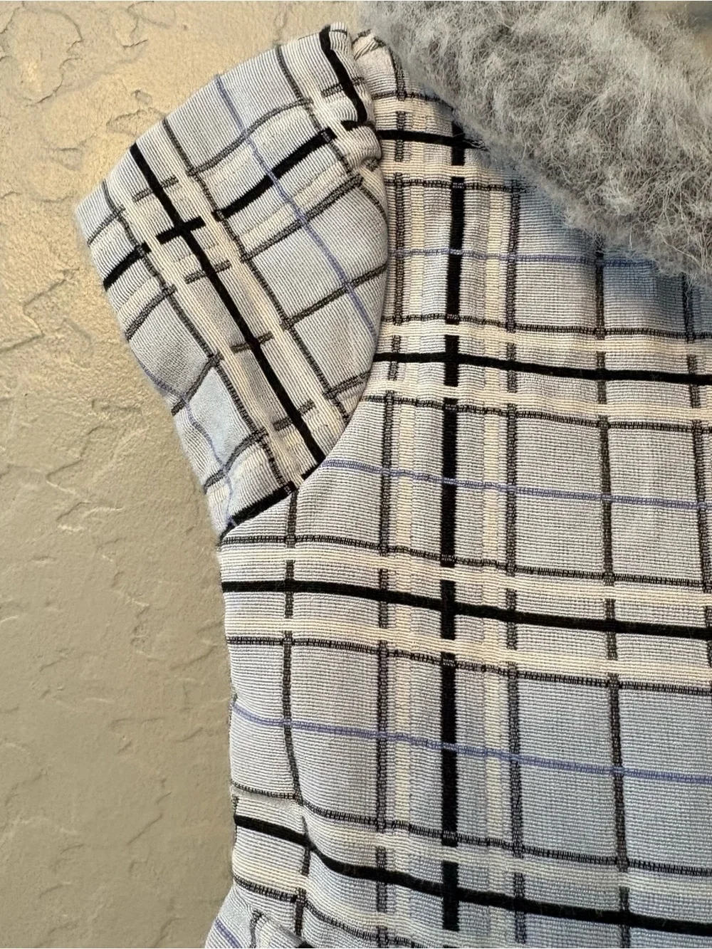 Janie and Jack Winter Wishes light blue plaid dress faux fur collar 12-18 months